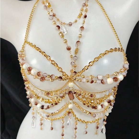 Beautiful bearded gold chain bra top | one size | brand new | boho festival - Picture 3 of 7